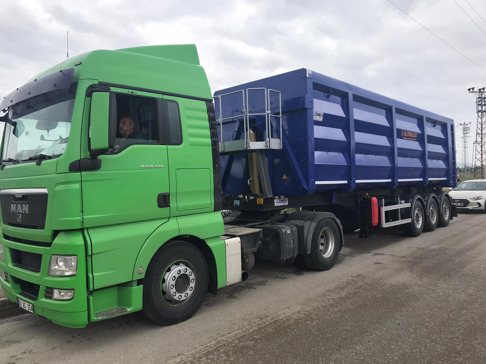 Export of a 50 m3 tipper semi-trailer grain truck of the ÖZMEN brand to Ukraine